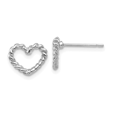 14k White Gold Heart Post Earrings-WBC-H1068