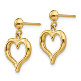 14K Gold Polished Heart Post Dangle Earrings-WBC-H1071