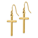 14k Cross Shepherd Hook Dangle Earrings-WBC-H1087