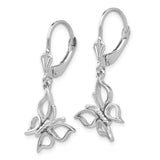 14k White Gold Polished Butterfly Leverback Earrings-WBC-H1106