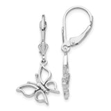 14k White Gold Polished Butterfly Leverback Earrings-WBC-H1106