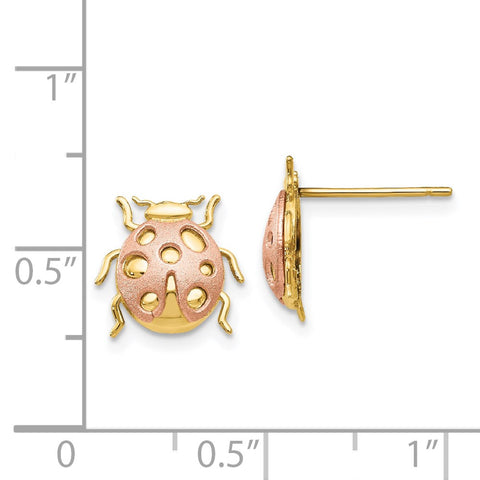 14k Two-Tone Ladybug Post Earrings-WBC-H1108