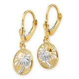 14k & Rhodium Palm Tree Leverback Earrings-WBC-H1128