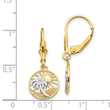 14k & Rhodium Palm Tree Leverback Earrings-WBC-H1128