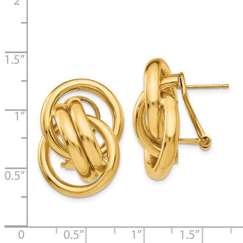 14k Polished Fancy Omega Back Post Earrings-WBC-H558