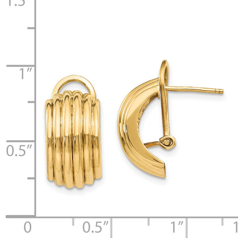 14k Polished Fancy Omega Back Post Earrings-WBC-H577