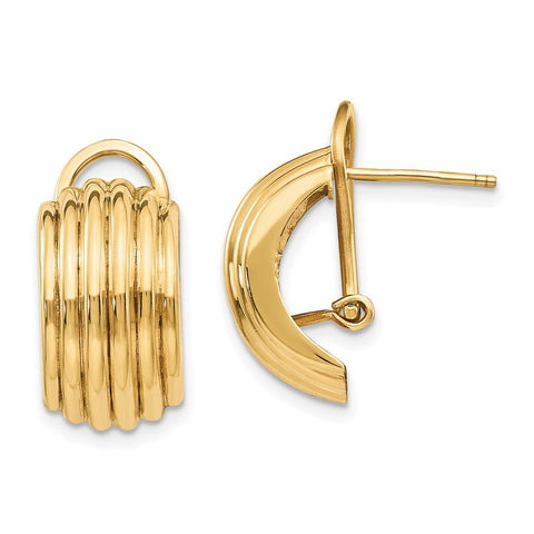 14k Polished Fancy Omega Back Post Earrings-WBC-H577