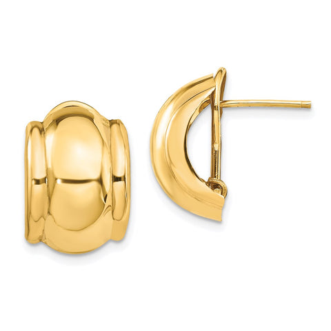 14k Polished Fancy Omega Back Post Earrings-WBC-H580