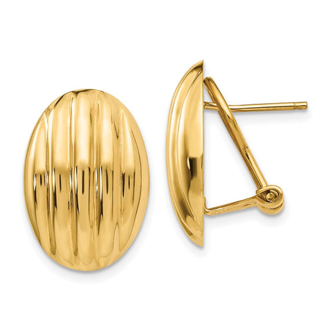 14k Polished Fancy Omega Back Post Earrings-WBC-H590