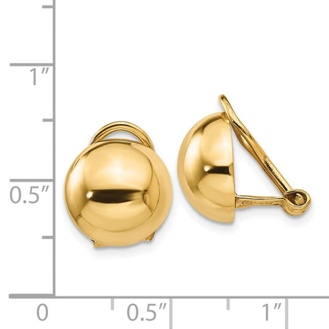 14k Non-pierced Half Ball Omega Back Earrings-WBC-H629