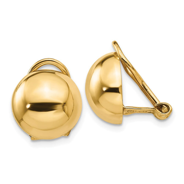 14k Non-pierced Half Ball Omega Back Earrings-WBC-H629