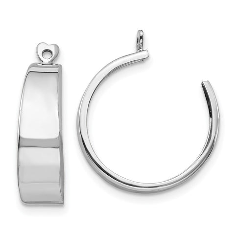 14k White Gold Polished Hoop Earring Jackets-WBC-H696J