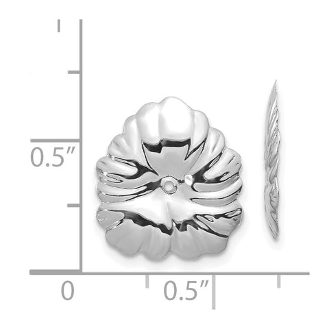 14k White Gold Floral Earring Jackets-WBC-H713J