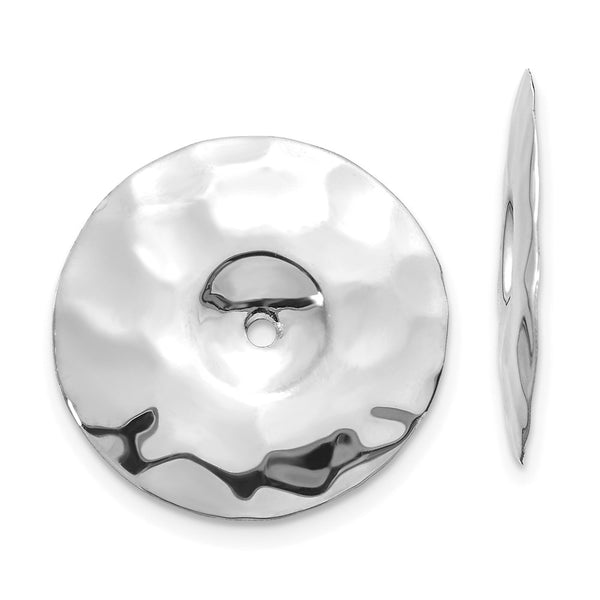 14k White Gold Polished Hammered Disc Earring Jackets-WBC-H720J