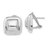 14k White Gold Polished Square Button Omega Back Post Earrings-WBC-H748