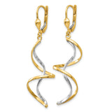 14k Two-tone Spiral Dangle Earrings-WBC-H817