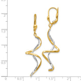 14k Two-tone Spiral Dangle Earrings-WBC-H817