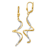 14k Two-tone Spiral Dangle Earrings-WBC-H817