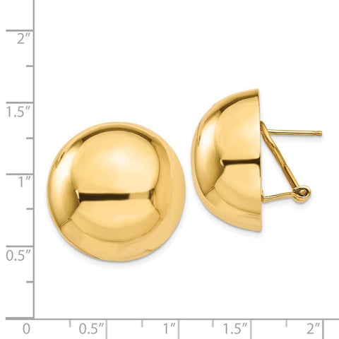 14k Omega Clip 24mm Half Ball Earrings-WBC-H918