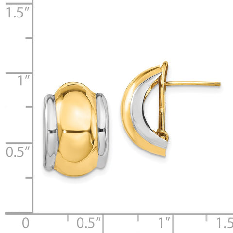 14k & Rhodium Omega Post Earrings-WBC-H948