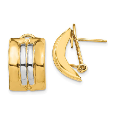 14k & Rhodium Omega Post Earrings-WBC-H958