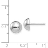 14k White Gold 8mm Half Ball Post Earrings-WBC-H968