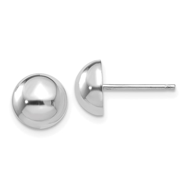 14k White Gold 8mm Half Ball Post Earrings-WBC-H968