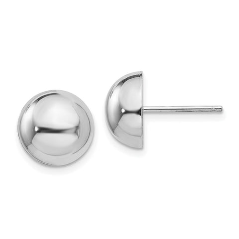 14k White Gold 10mm Half Ball Post Earrings-WBC-H969