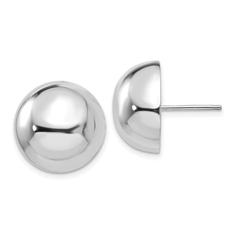 14k White Gold 16mm Half Ball Post Earrings-WBC-H971