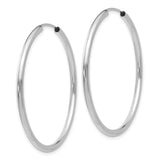14k White Gold Polished Endless 2mm Hoop Earrings-WBC-H995