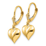 14k Puff Heart Leverback Earrings-WBC-K115