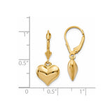 14k Puff Heart Leverback Earrings-WBC-K115