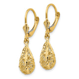 14k Polished & Diamond-Cut Filigree Dangle Leverback Earrings-WBC-K116