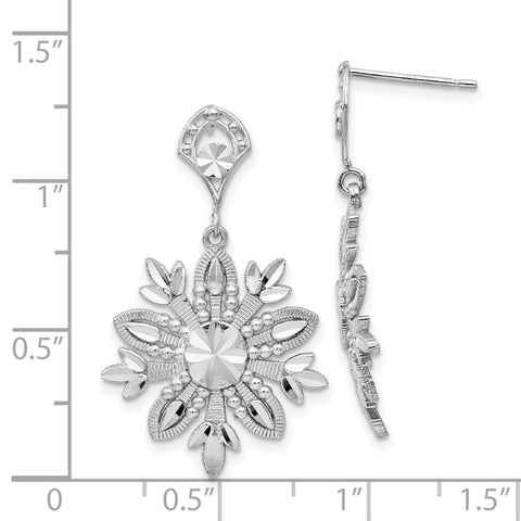 14k White Gold Snowflake Dangle Earrings-WBC-K1382