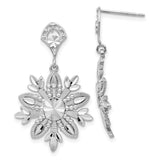 14k White Gold Snowflake Dangle Earrings-WBC-K1382