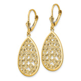 14k Teardrop Filigree Dangle Leverback Earrings-WBC-K1394