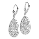 14k White Gold Teardrop Filigree Dangle Leverback Earrings-WBC-K1395