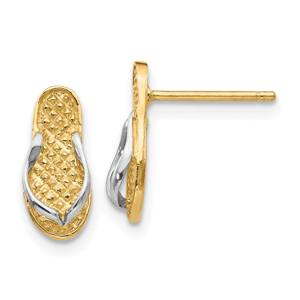 14K and Rhodium Flip Flop Earrings-WBC-K1397