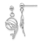 14k White Gold Dolphin Dangle Earrings-WBC-K1401