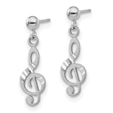 14k White Gold Treble Clef Dangle Earrings-WBC-K1408