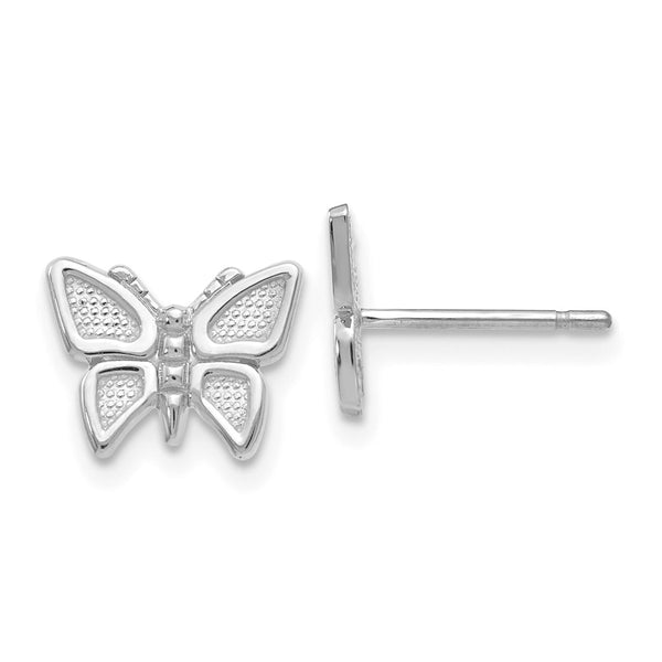 14k White Gold Butterfly Earrings-WBC-K1409