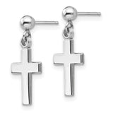 14k White Gold Polished Cross Earrings-WBC-K1418