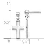 14k White Gold Polished Cross Earrings-WBC-K1418