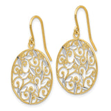 14K & Rhodium Diamond-cut Filigree Circle Wire Earrings-WBC-K4348