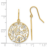 14K & Rhodium Diamond-cut Filigree Circle Wire Earrings-WBC-K4348