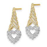 14K w/Rhodium Heart Yellow Cone Post Earrings-WBC-K4357