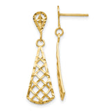 14K Diamond-Cut Inverted Fan Dangle Post Earring-WBC-K4359