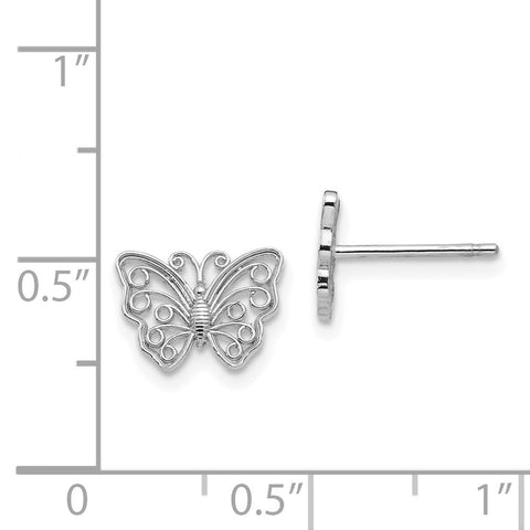 14K White Gold Butterfly Post Earrings-WBC-K4418W