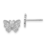 14K White Gold Butterfly Post Earrings-WBC-K4418W