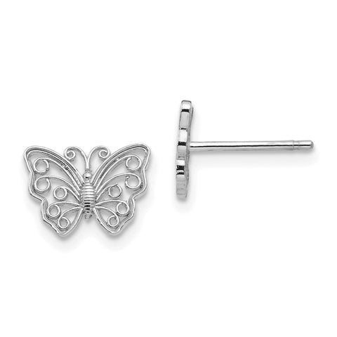 14K White Gold Butterfly Post Earrings-WBC-K4418W